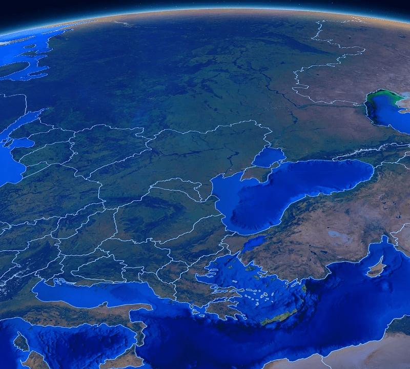 Satellitenaufnahme von Westeuropa bis nach Zentralasien